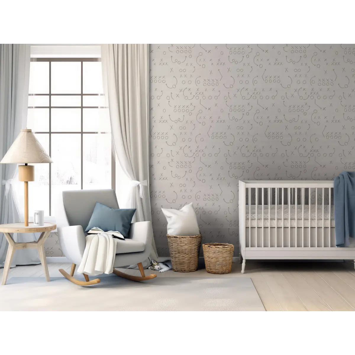 Reid Wallpaper - Football Plays Xs and Os - by Hailey Kiefer Designs - Loomwell Home Goods