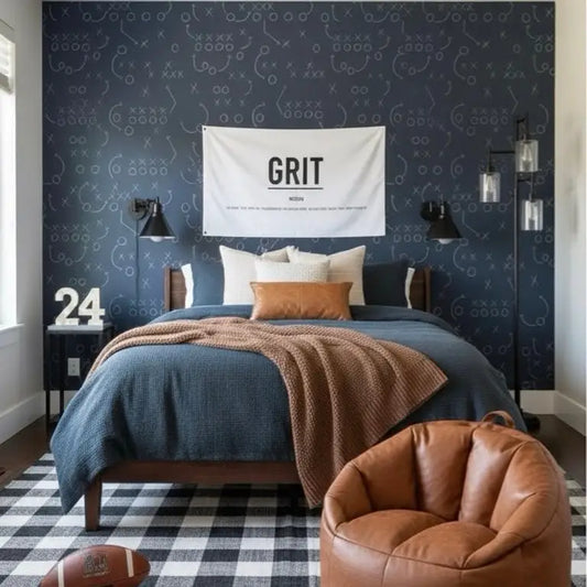 Reid Wallpaper - Football Plays Xs and Os - by Hailey Kiefer Designs - Loomwell Home Goods