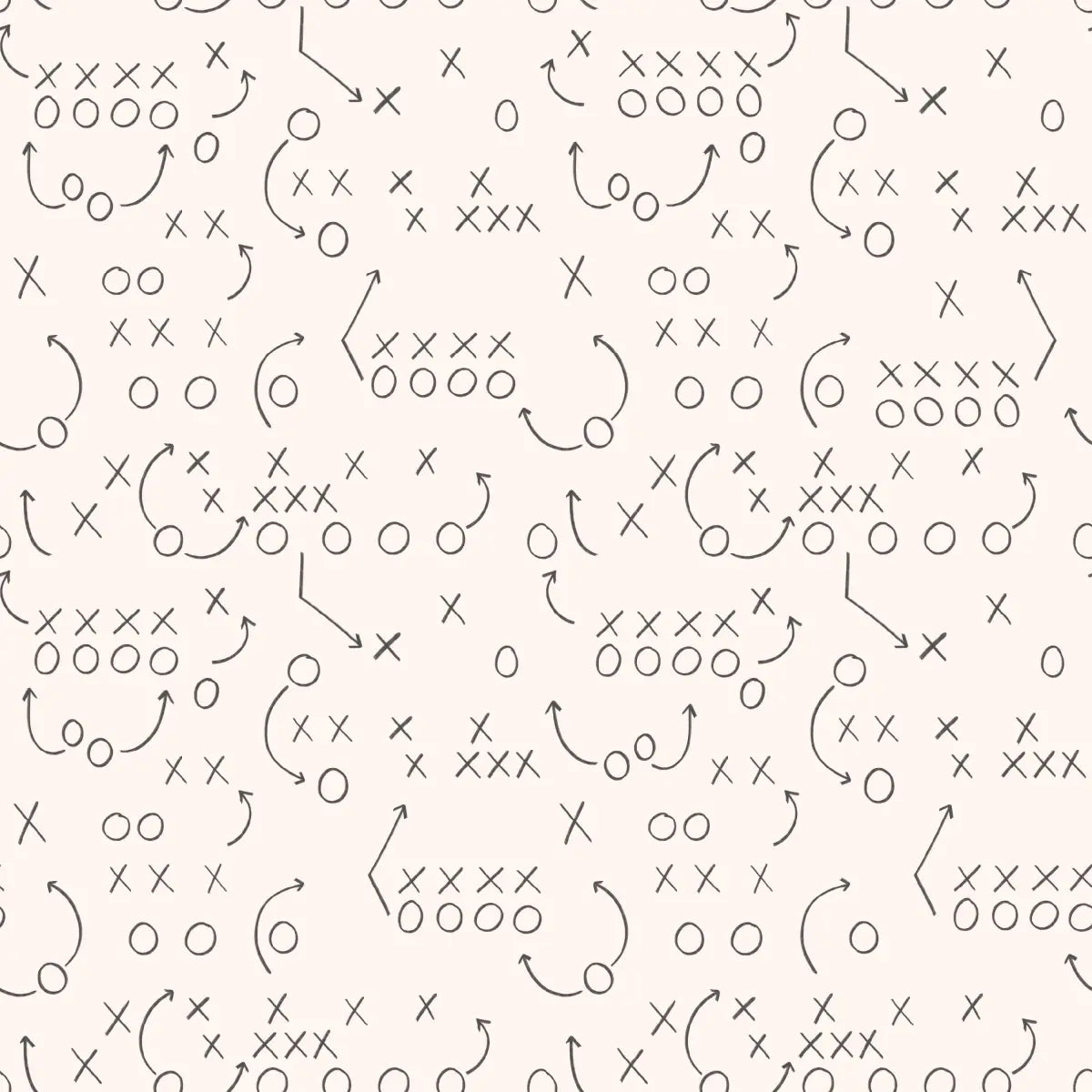 Reid Wallpaper - Football Plays Xs and Os - by Hailey Kiefer Designs - Sample 1 foot by 1 foot / Cream and Charcoal