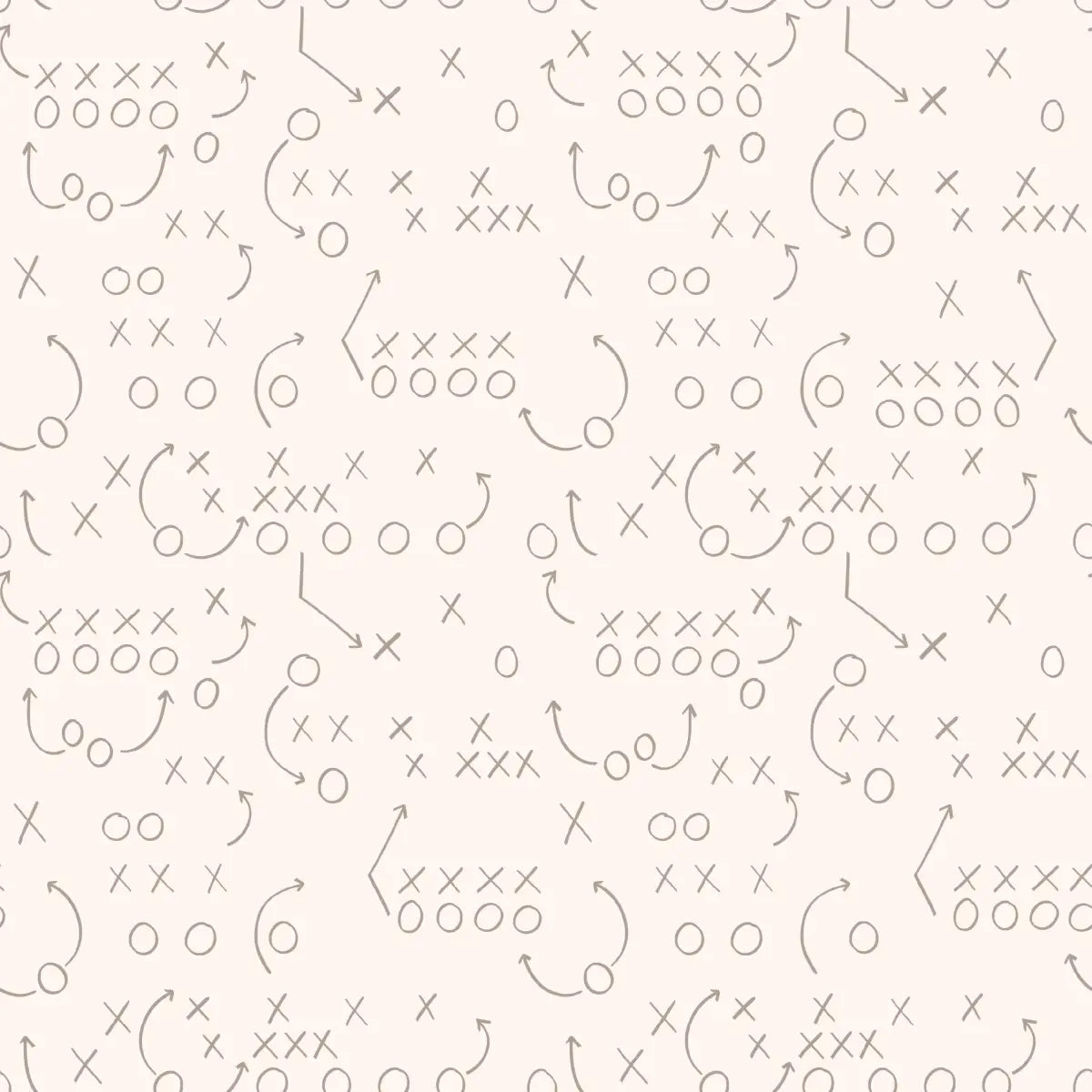 Reid Wallpaper - Football Plays Xs and Os - by Hailey Kiefer Designs - Sample 1 foot by 1 foot / Cream and Taupe