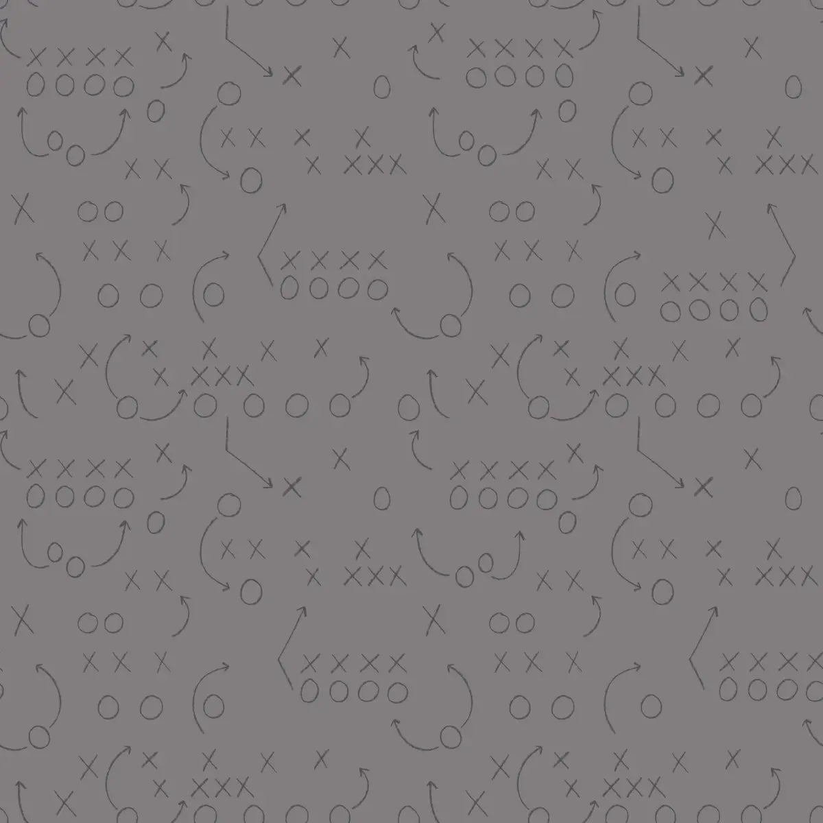 Reid Wallpaper - Football Plays Xs and Os - by Hailey Kiefer Designs - Sample 1 foot by 1 foot / Gray and Charcoal