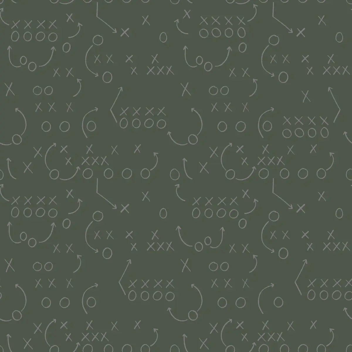 Reid Wallpaper - Football Plays Xs and Os - by Hailey Kiefer Designs - Sample 1 foot by 1 foot / Green and Gray