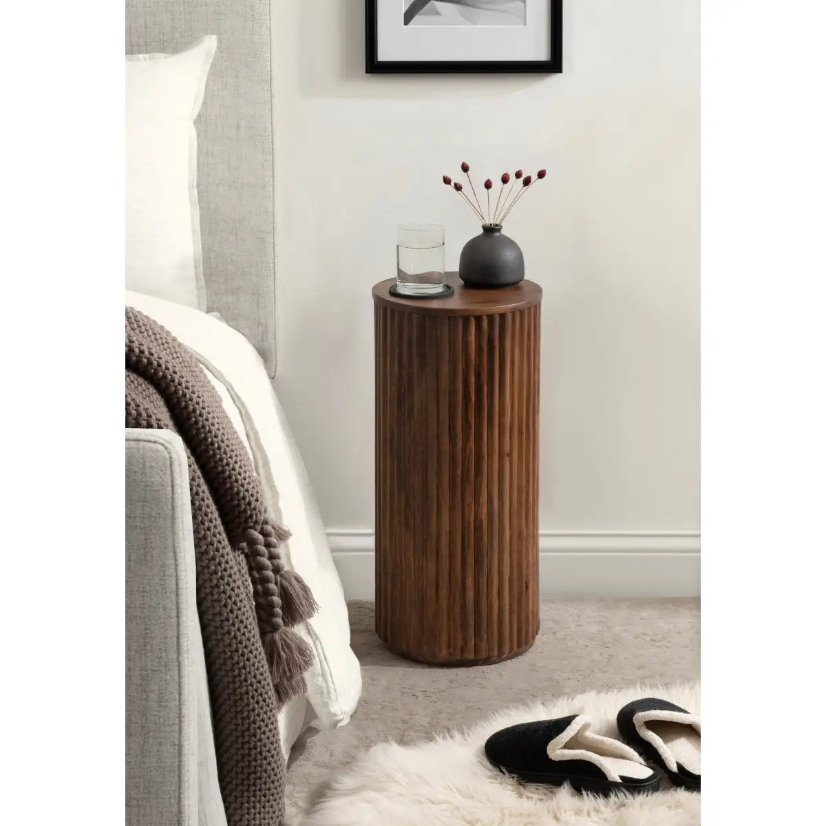 Reid Wood Pillar Side Table - kateandlaurel