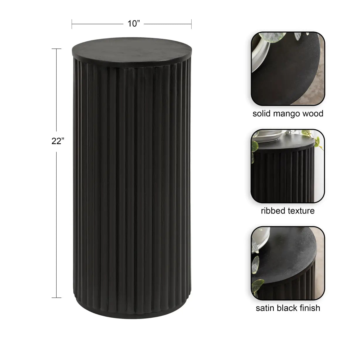 Reid Wood Pillar Side Table - kateandlaurel