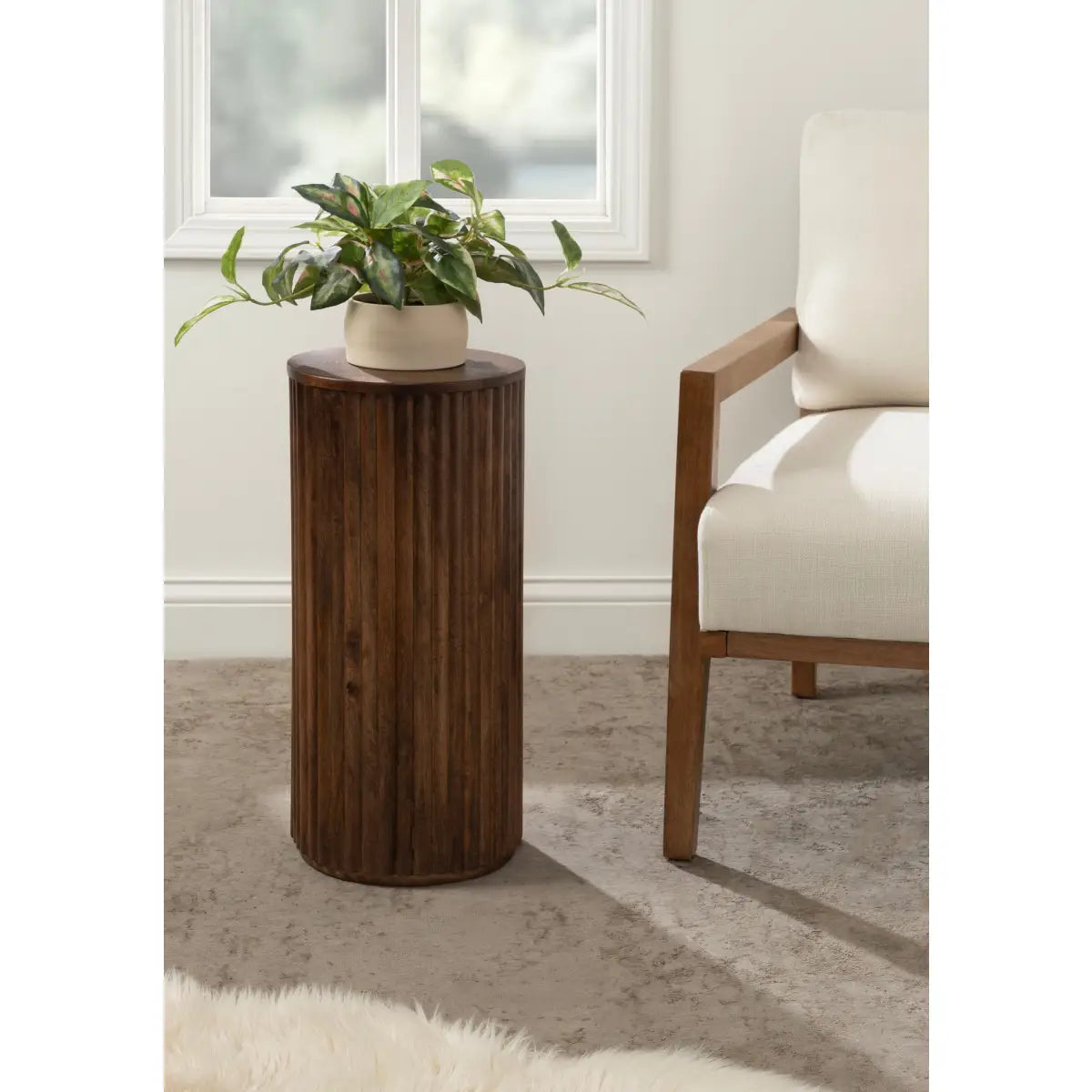 Reid Wood Pillar Side Table - kateandlaurel