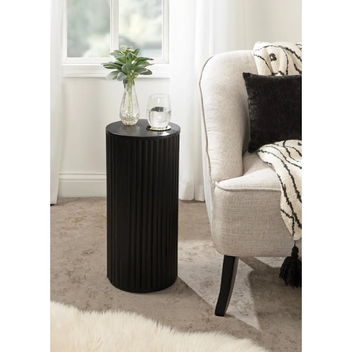 Reid Wood Pillar Side Table - kateandlaurel