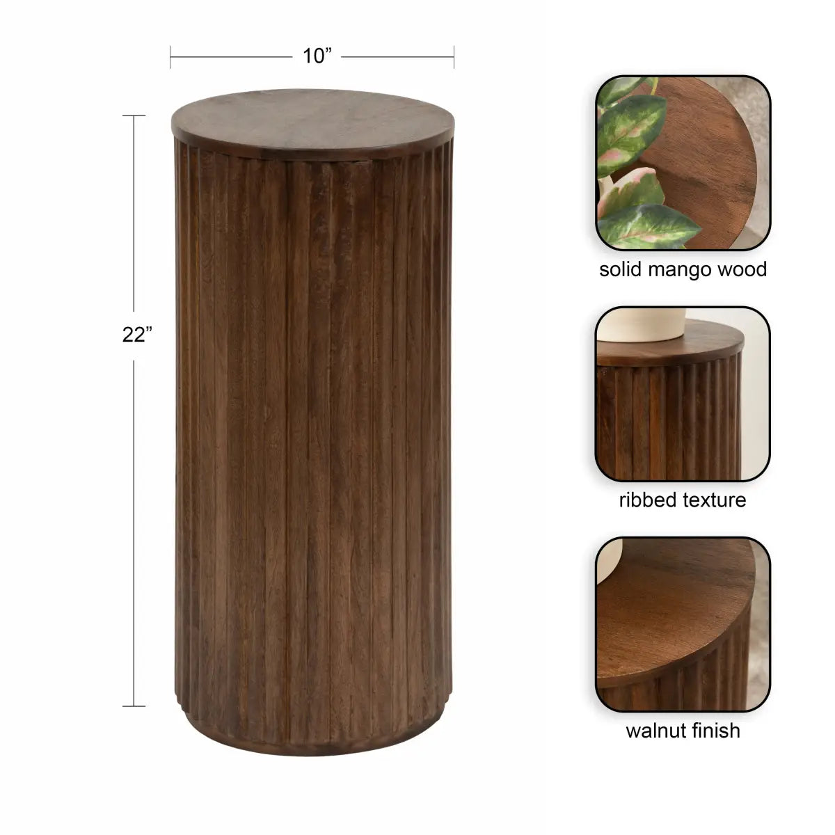 Reid Wood Pillar Side Table - kateandlaurel