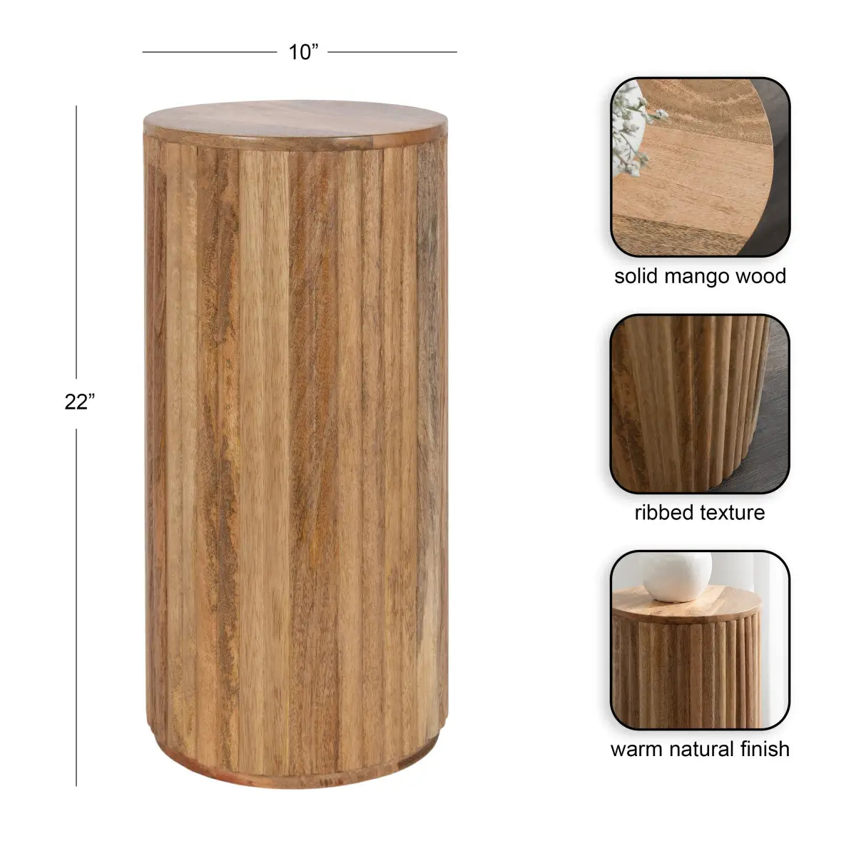Reid Wood Pillar Side Table - kateandlaurel