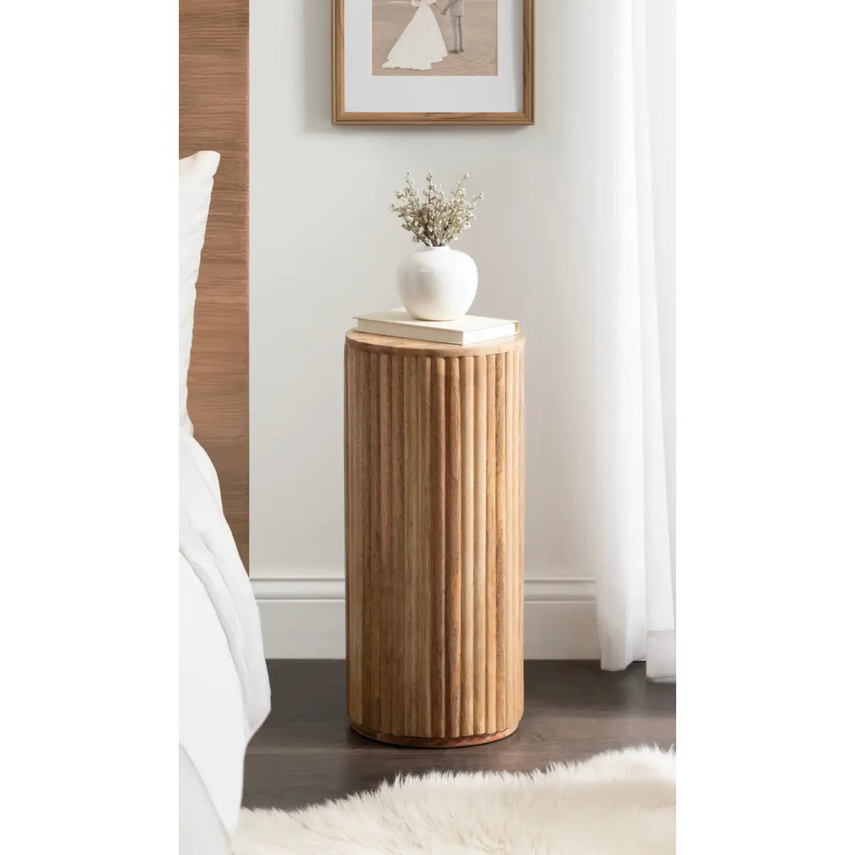 Reid Wood Pillar Side Table - kateandlaurel