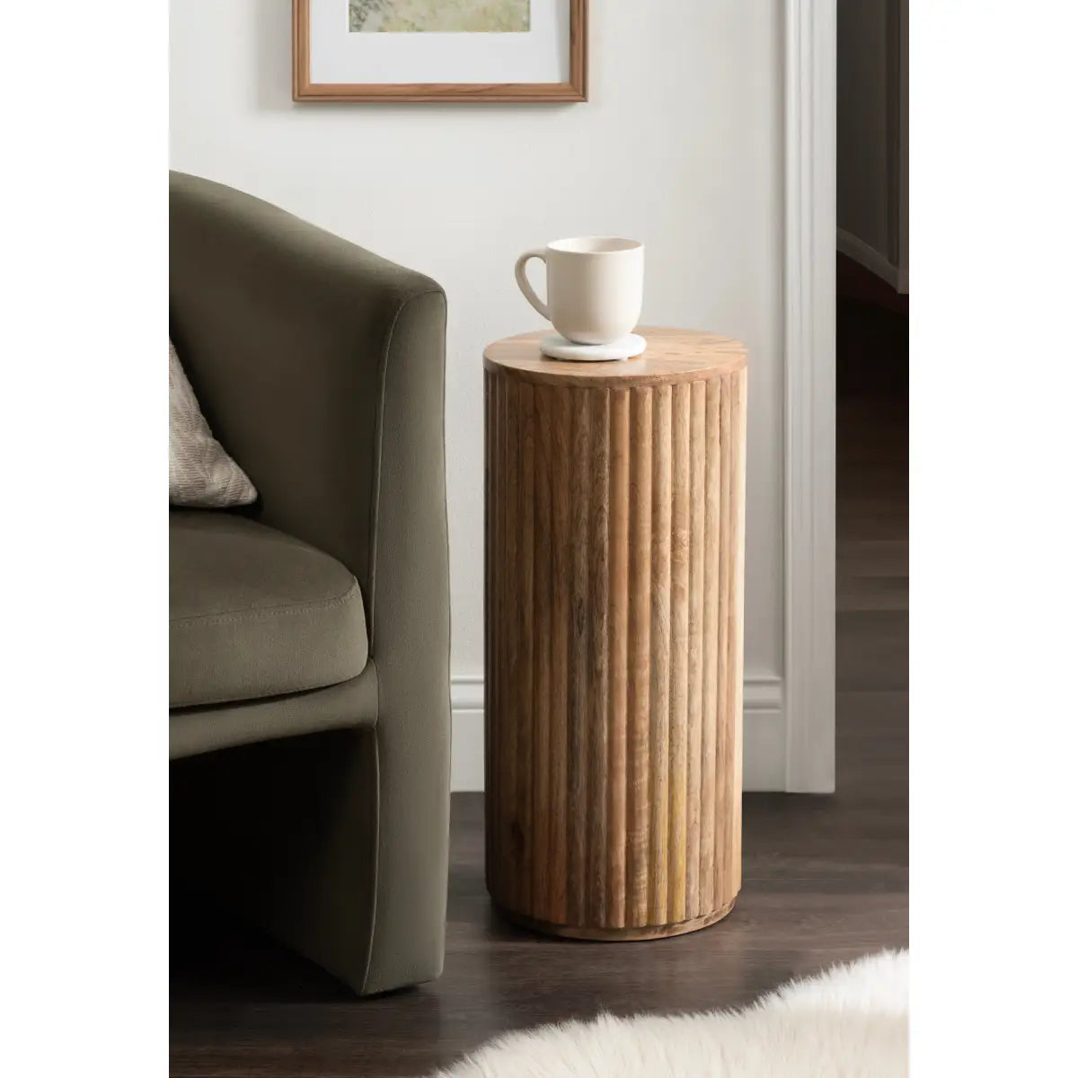 Reid Wood Pillar Side Table - kateandlaurel