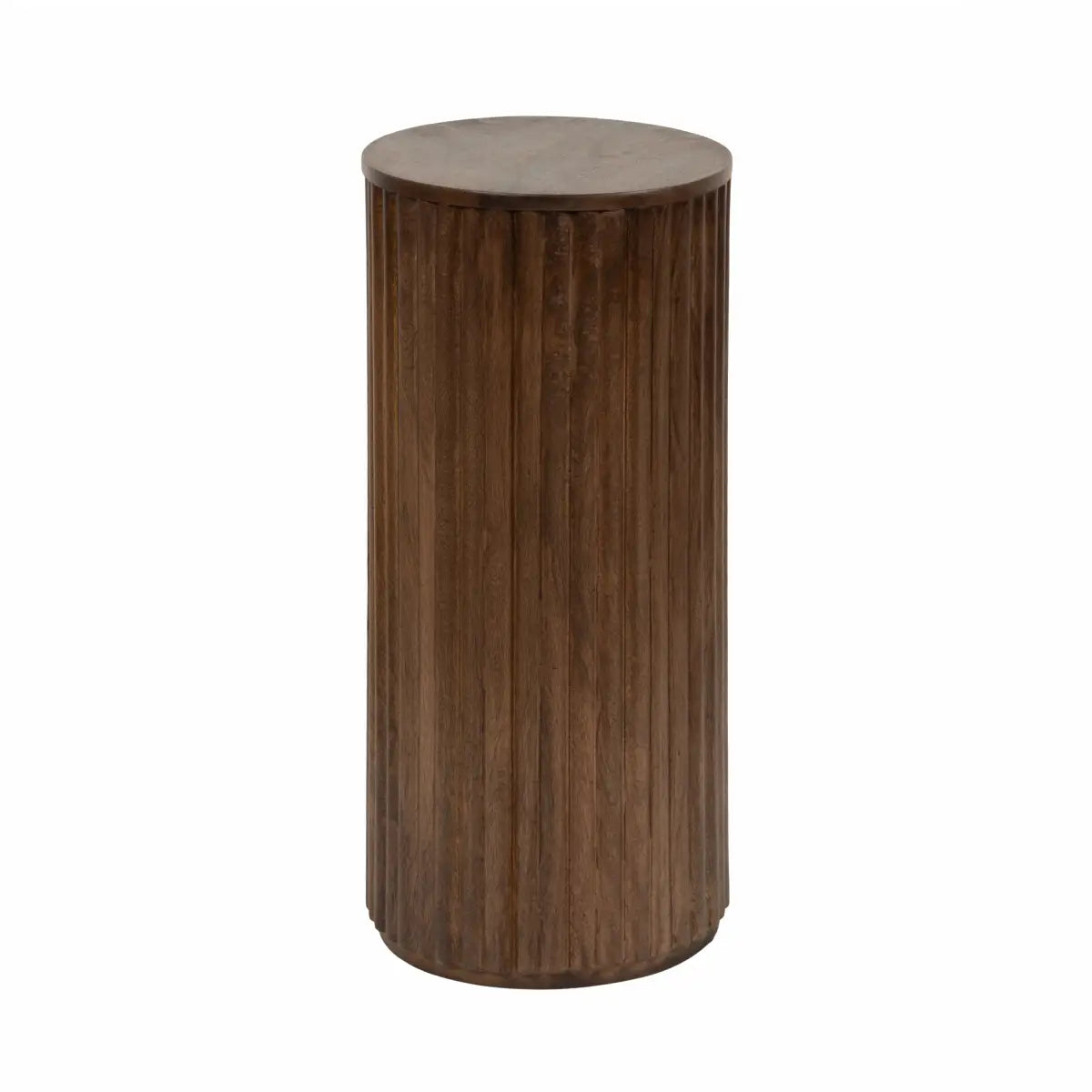 Reid Wood Pillar Side Table - Walnut Brown - kateandlaurel