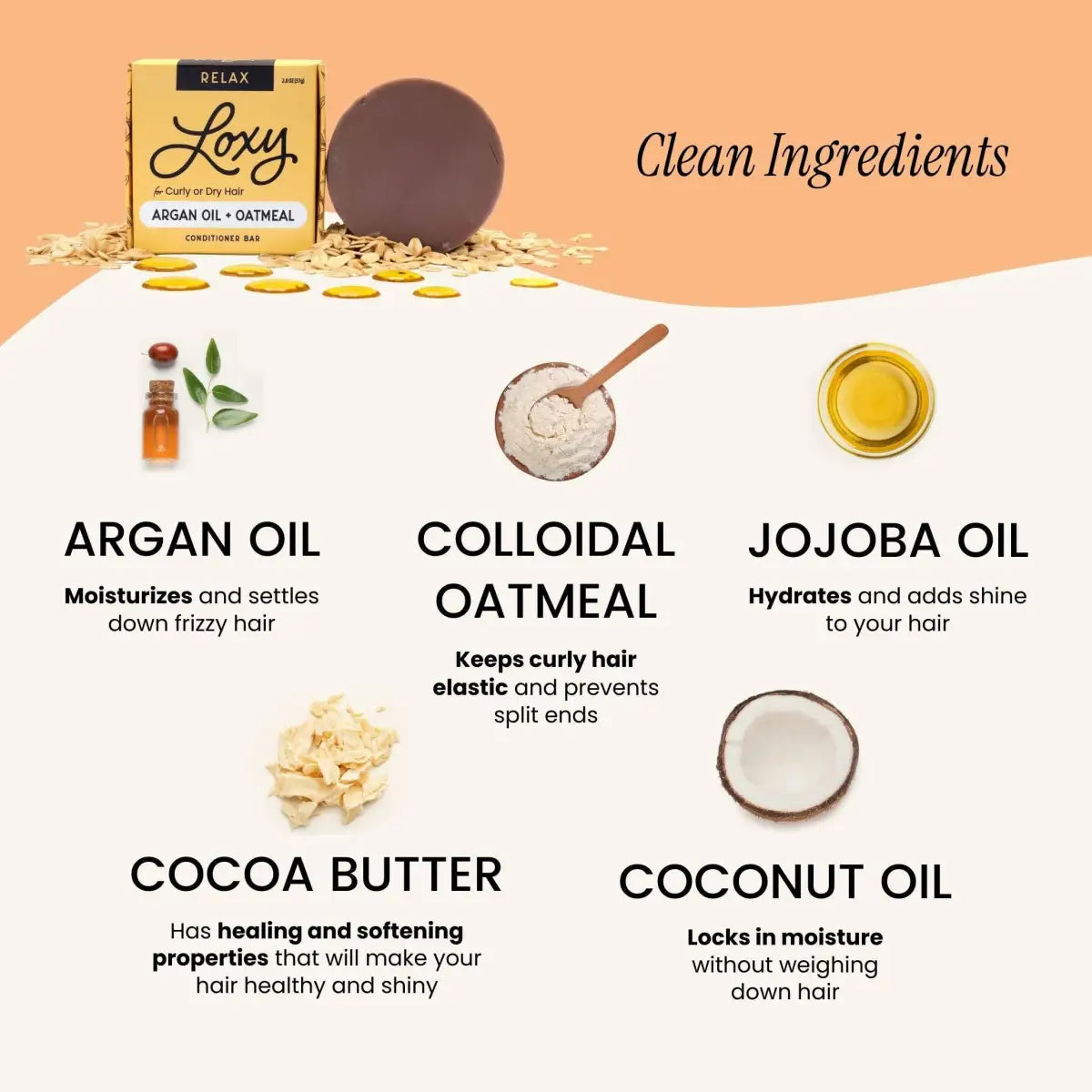 Conditioner Bar - RELAX for Dry or Curly Hair with Argan Oil - Loxy
