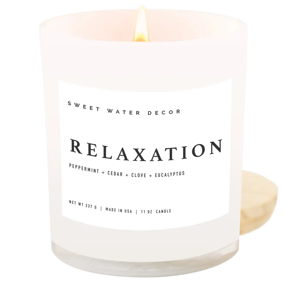 Relaxation Soy Candle - White Jar - 11 oz - Sweet Water Decor