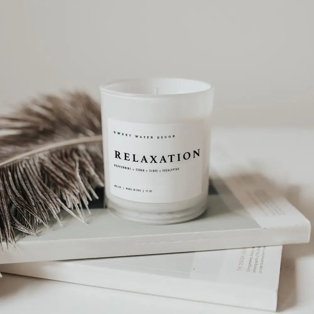Relaxation Soy Candle - White Jar - 11 oz - Sweet Water Decor