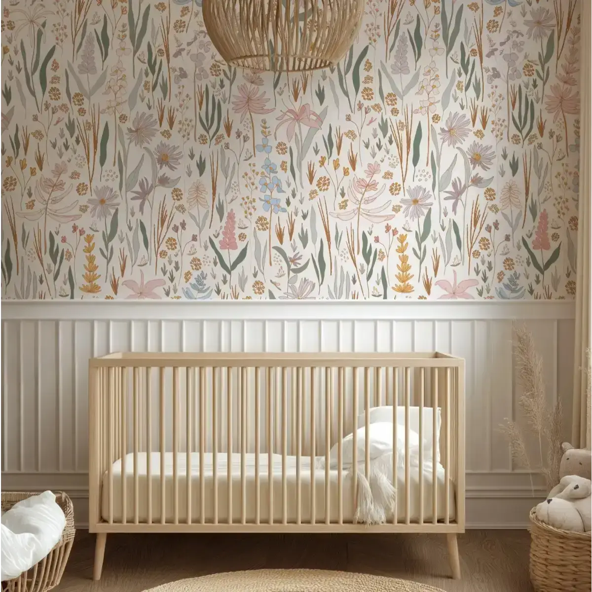 Rey Wallpaper - Pastel Wildflowers - by Antonela Fulir - Loomwell Home Goods