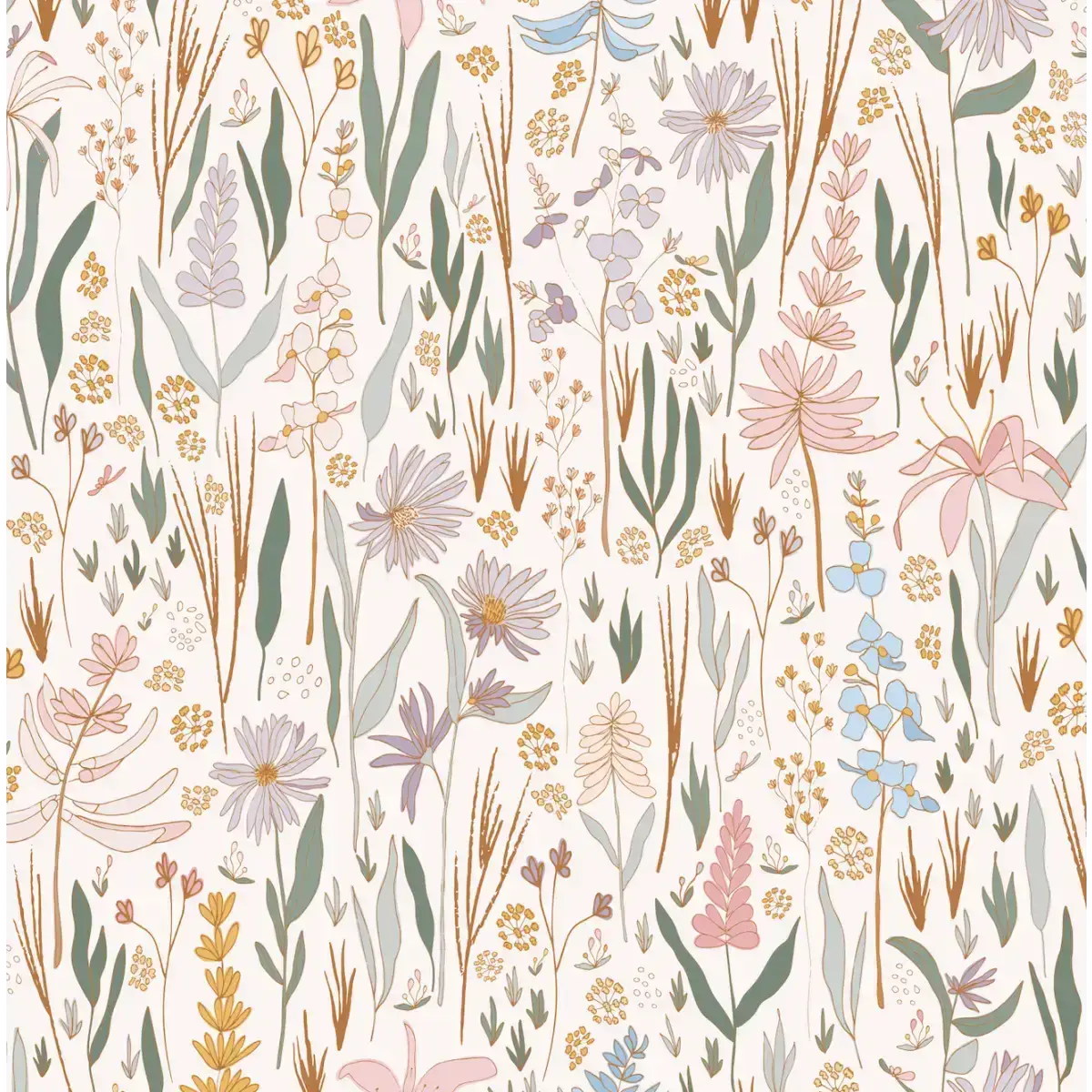 Rey Wallpaper - Pastel Wildflowers - by Antonela Fulir - Loomwell Home Goods