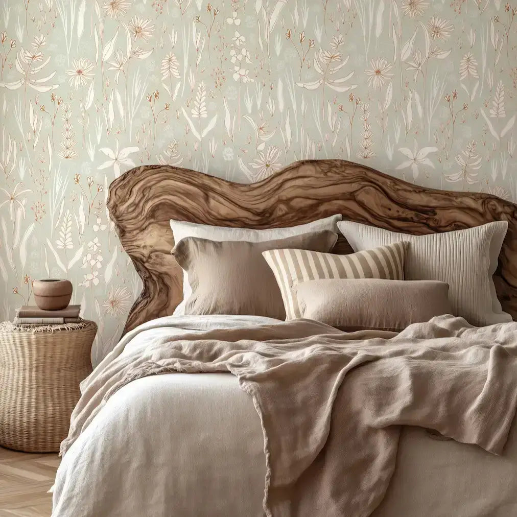 Rey Wallpaper - Pastel Wildflowers - by Antonela Fulir - Loomwell Home Goods