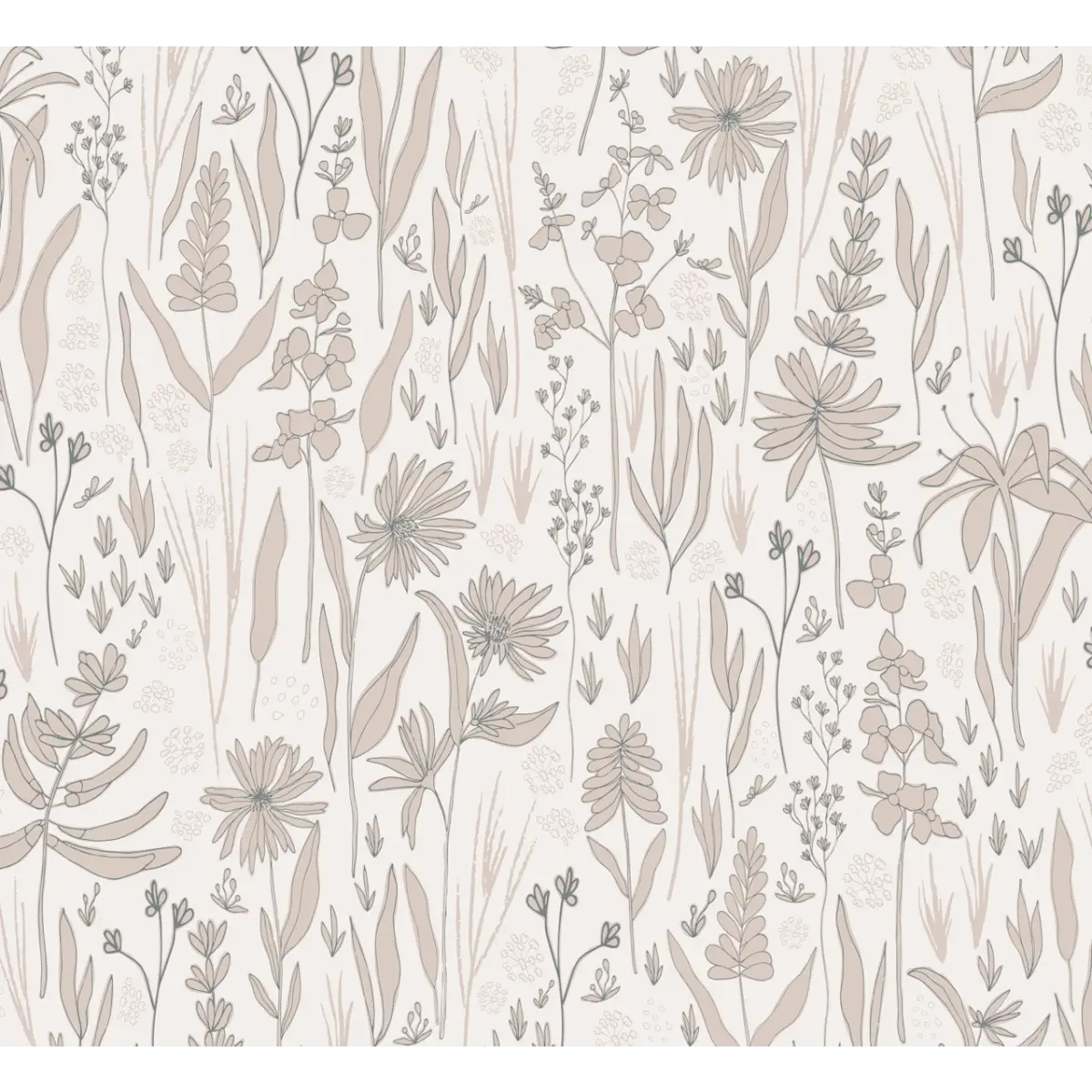 Rey Wallpaper - Pastel Wildflowers - by Antonela Fulir - Sample 1 foot by 1 foot / Beige - Loomwell Home Goods