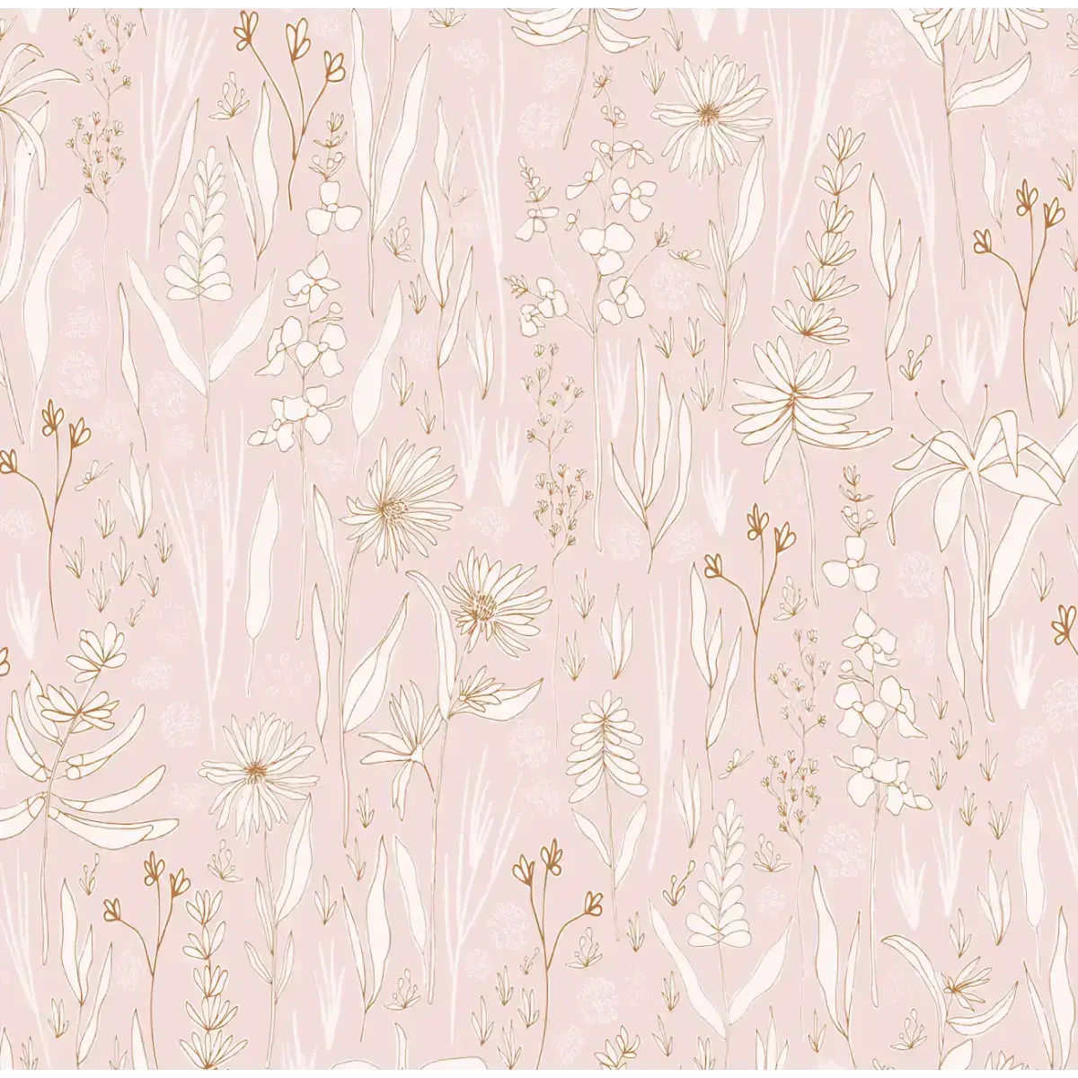 Rey Wallpaper - Pastel Wildflowers - by Antonela Fulir - Sample 1 foot by 1 foot / Pink - Loomwell Home Goods