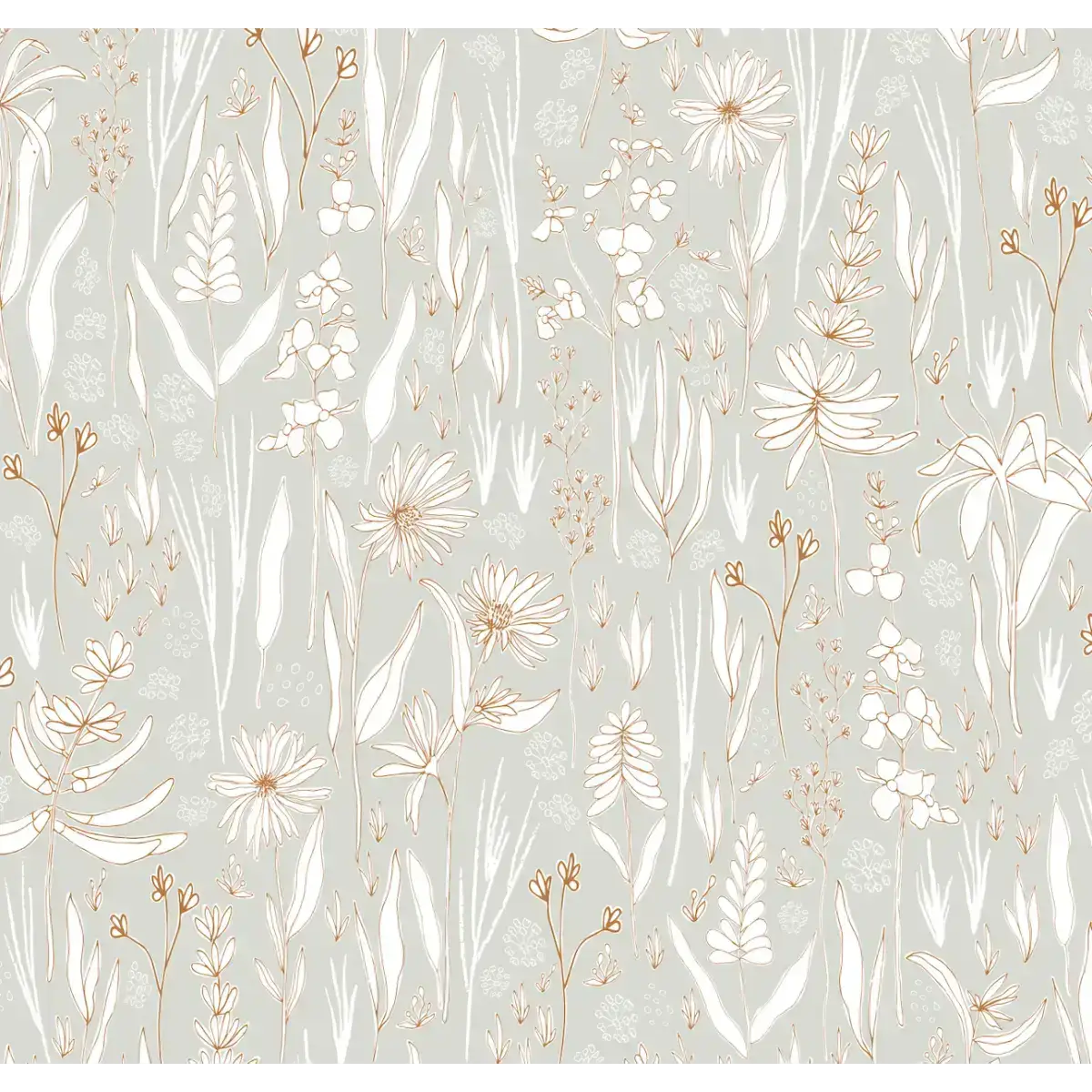 Rey Wallpaper - Pastel Wildflowers - by Antonela Fulir - Sample 1 foot by 1 foot / Sage - Loomwell Home Goods