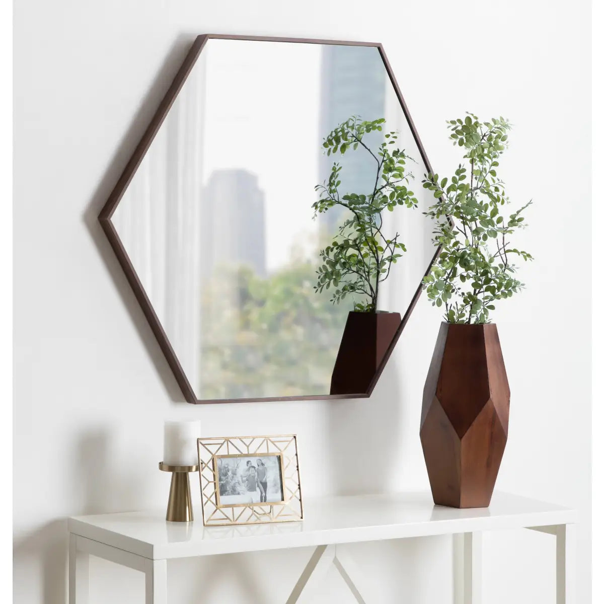 Rhodes Framed Hexagon Wall Mirror - kateandlaurel
