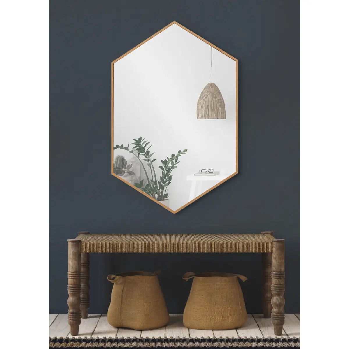 Rhodes Framed Hexagon Wall Mirror - kateandlaurel