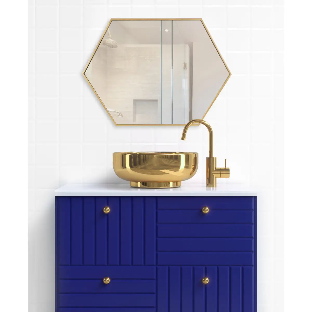 Rhodes Framed Hexagon Wall Mirror - kateandlaurel