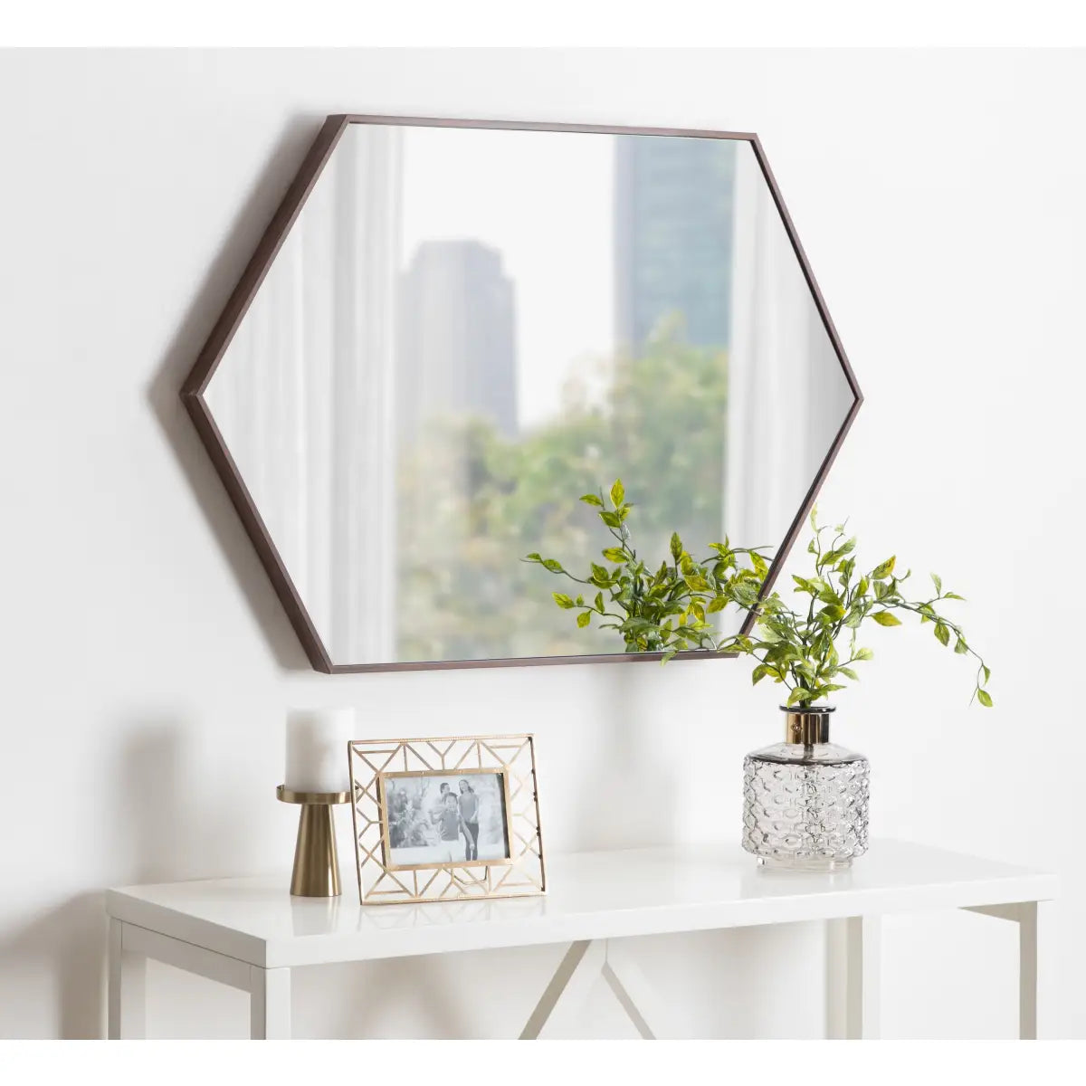 Rhodes Framed Hexagon Wall Mirror - kateandlaurel