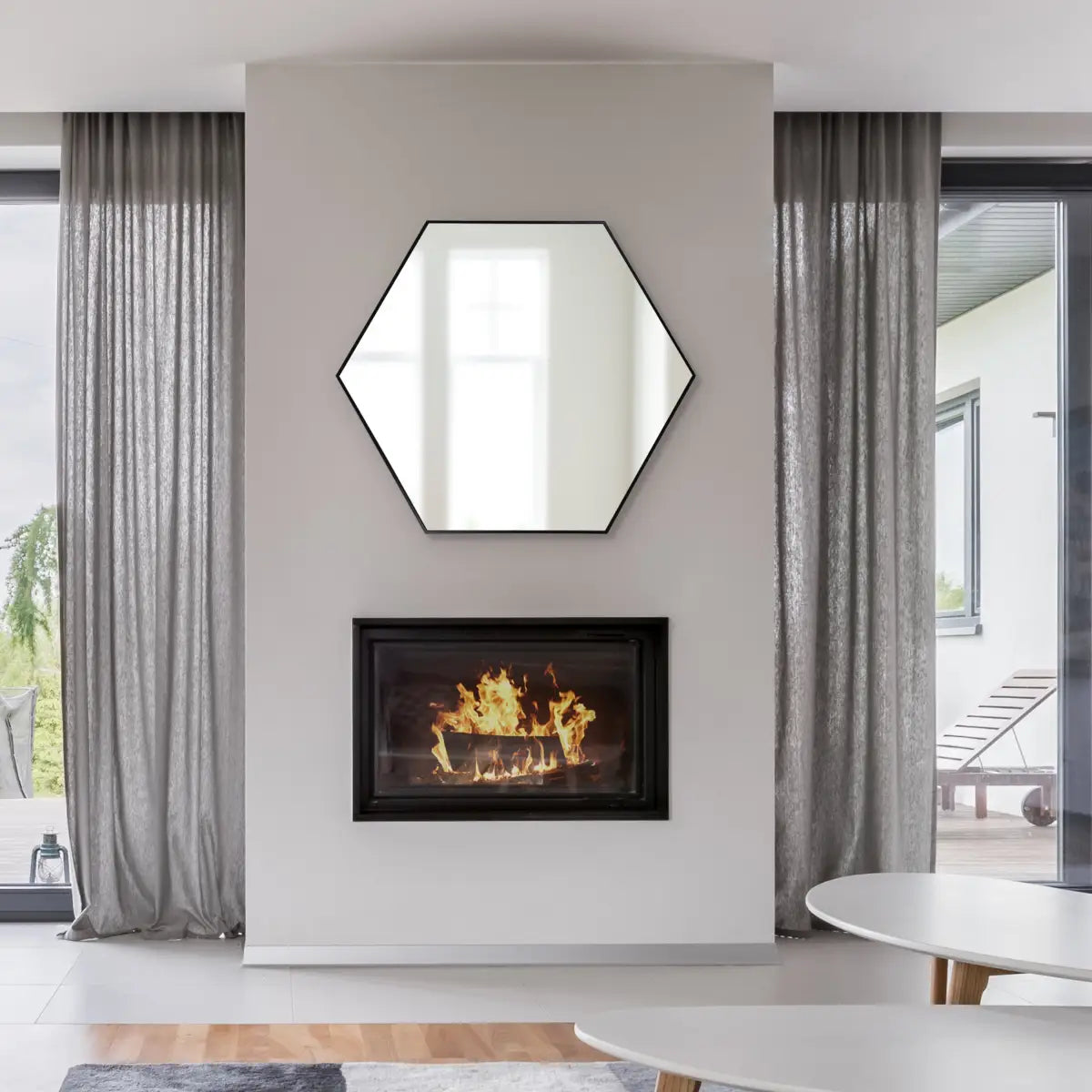 Rhodes Framed Hexagon Wall Mirror - kateandlaurel