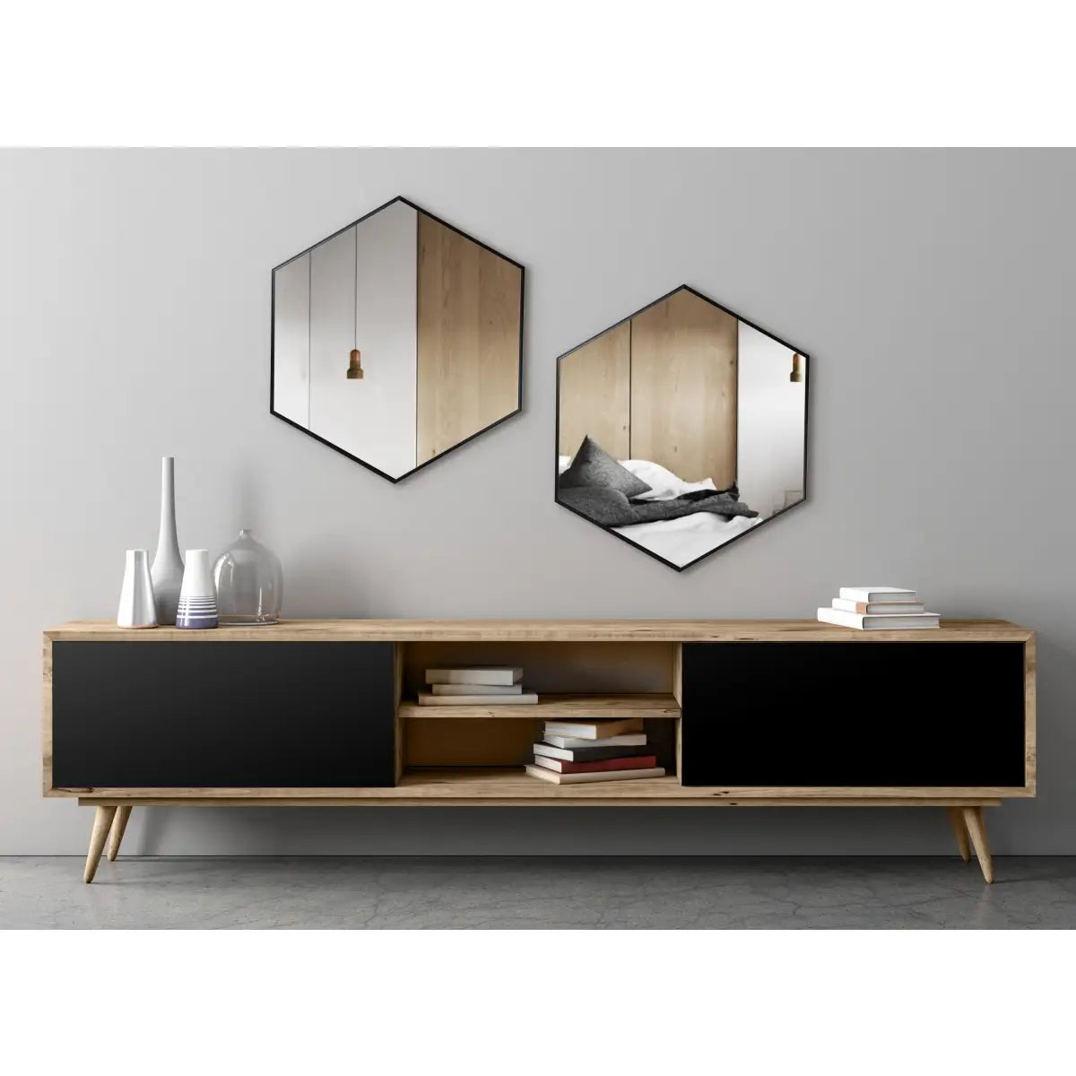 Rhodes Framed Hexagon Wall Mirror - kateandlaurel