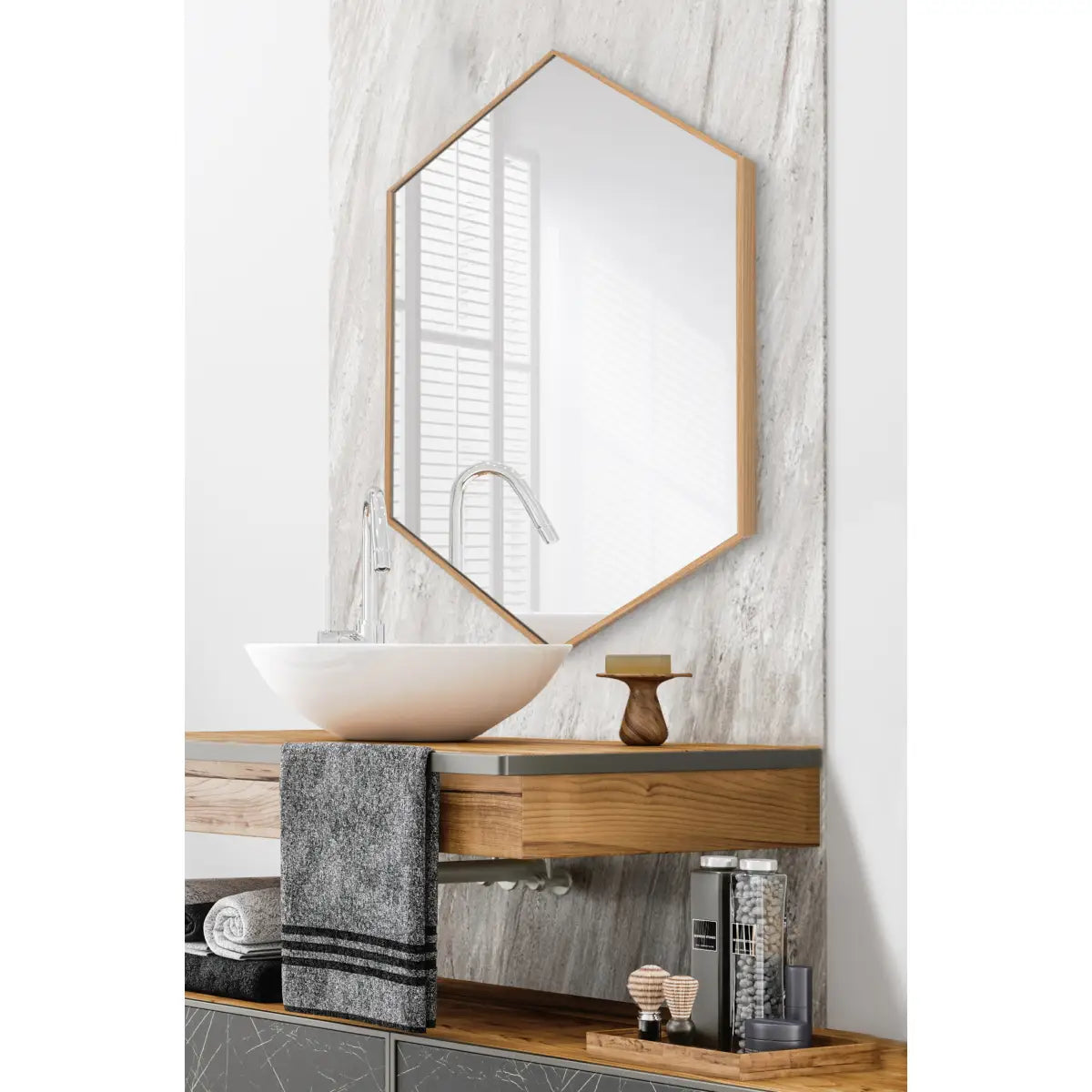 Rhodes Framed Hexagon Wall Mirror - kateandlaurel