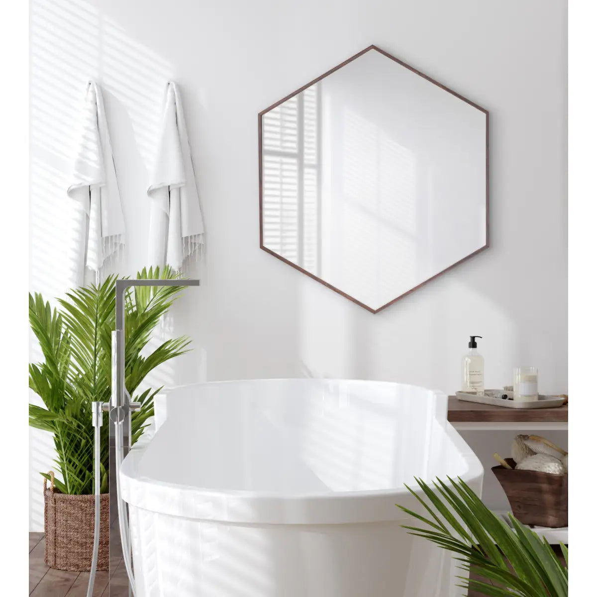 Rhodes Framed Hexagon Wall Mirror - kateandlaurel