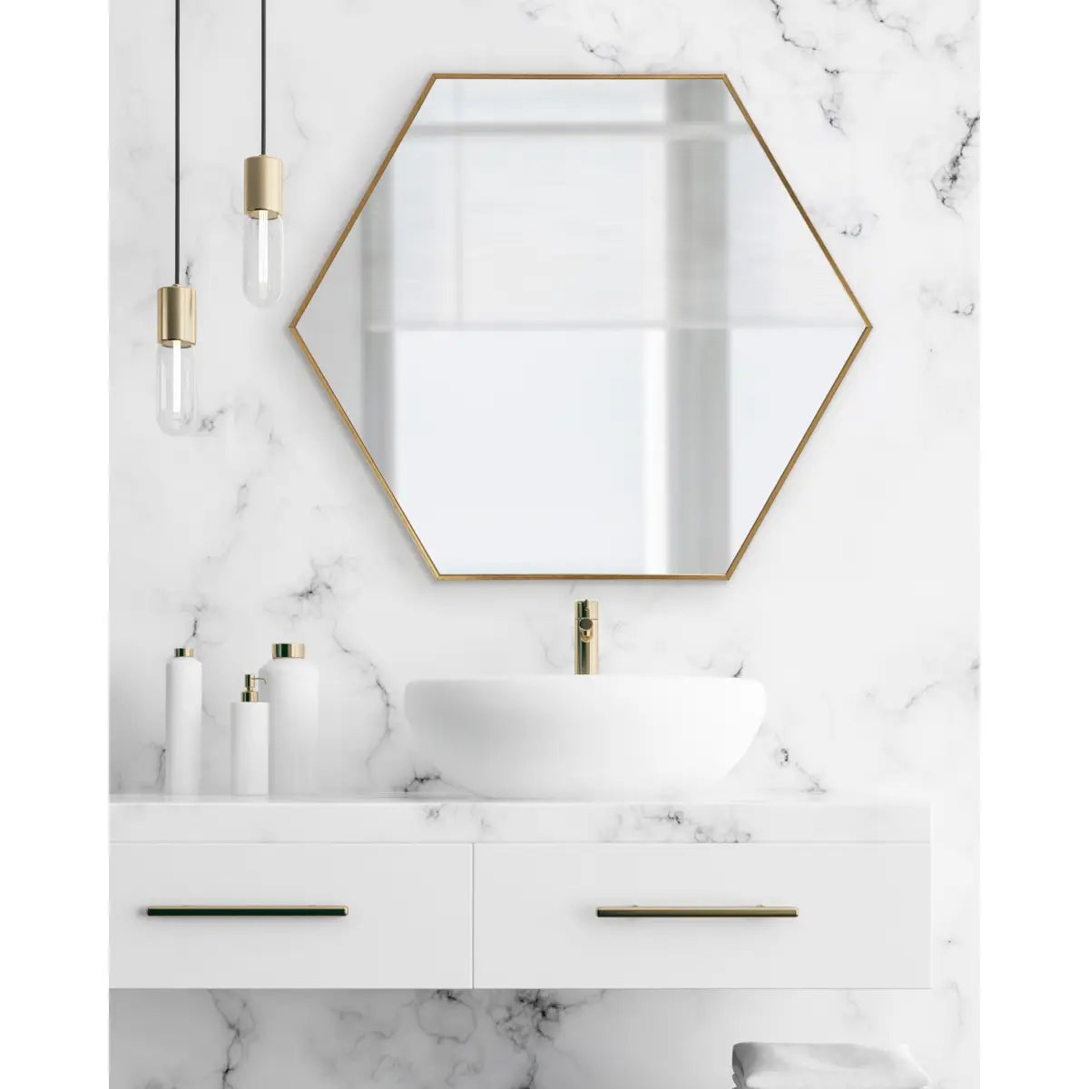 Rhodes Framed Hexagon Wall Mirror - kateandlaurel