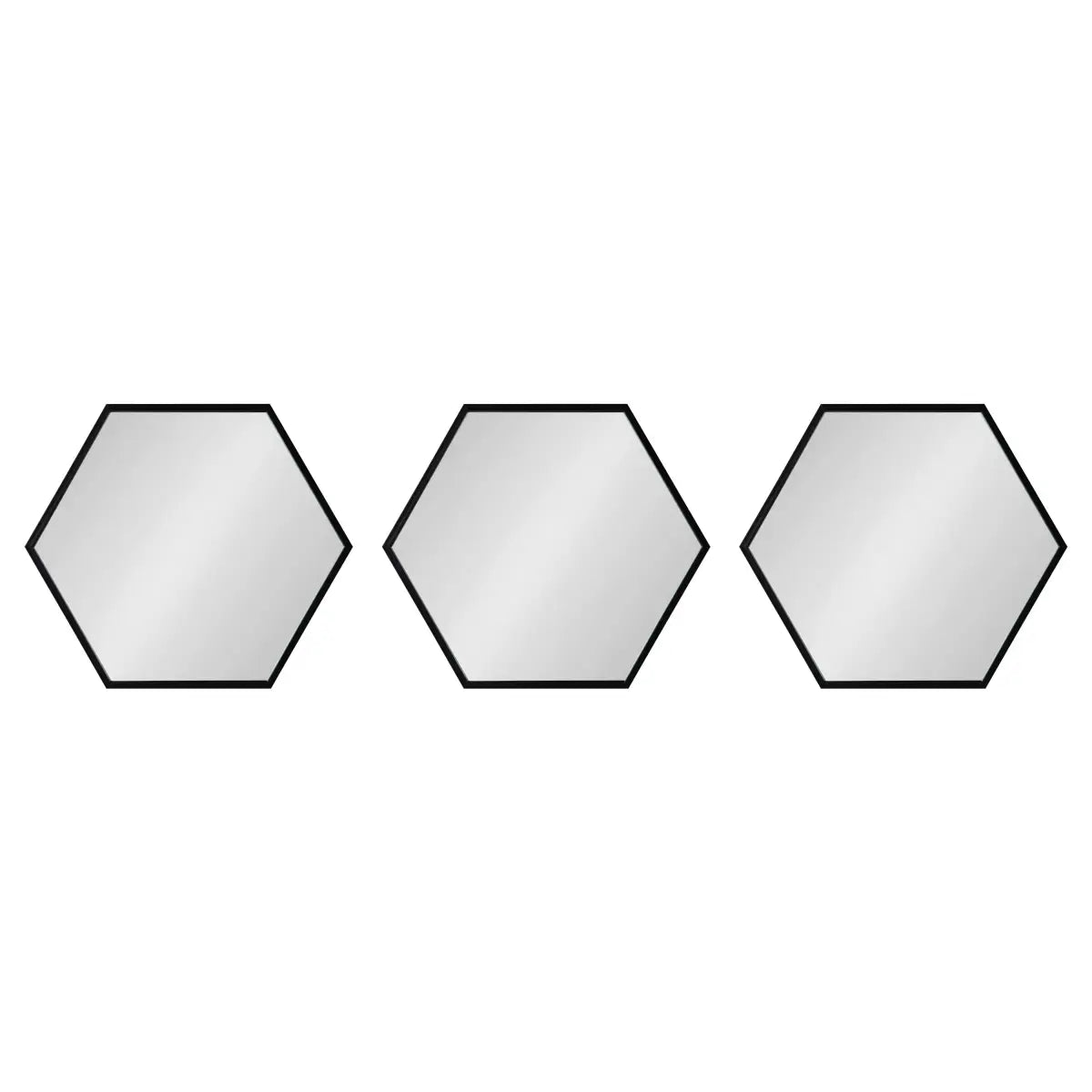 Rhodes Framed Hexagon Wall Mirrors - Set of 3 - Black - kateandlaurel