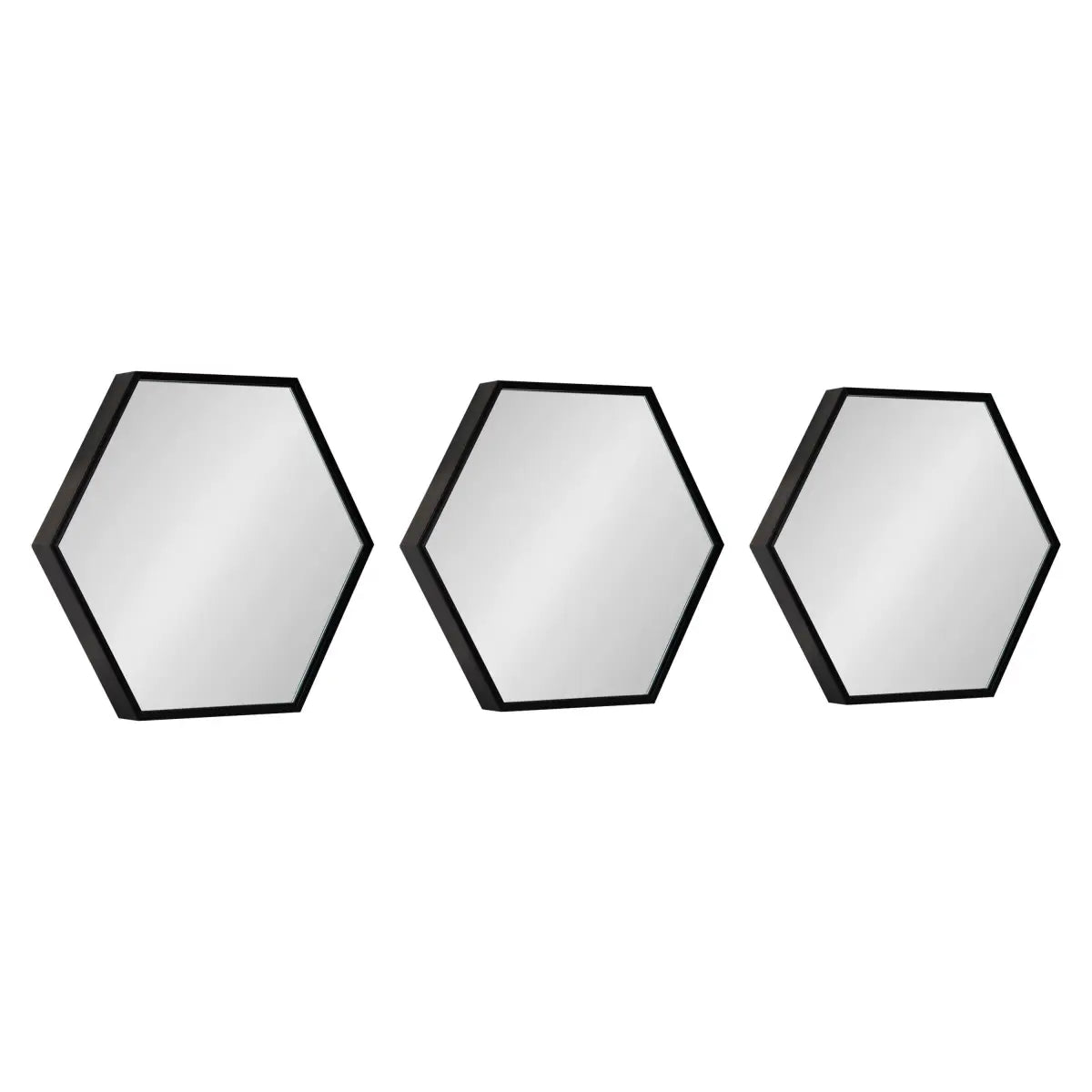 Rhodes Framed Hexagon Wall Mirrors - Set of 3 - Black - kateandlaurel