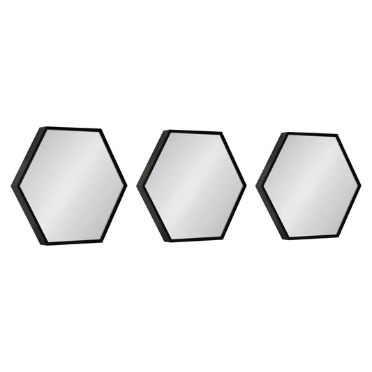 Rhodes Framed Hexagon Wall Mirrors - Set of 3 - Black - kateandlaurel