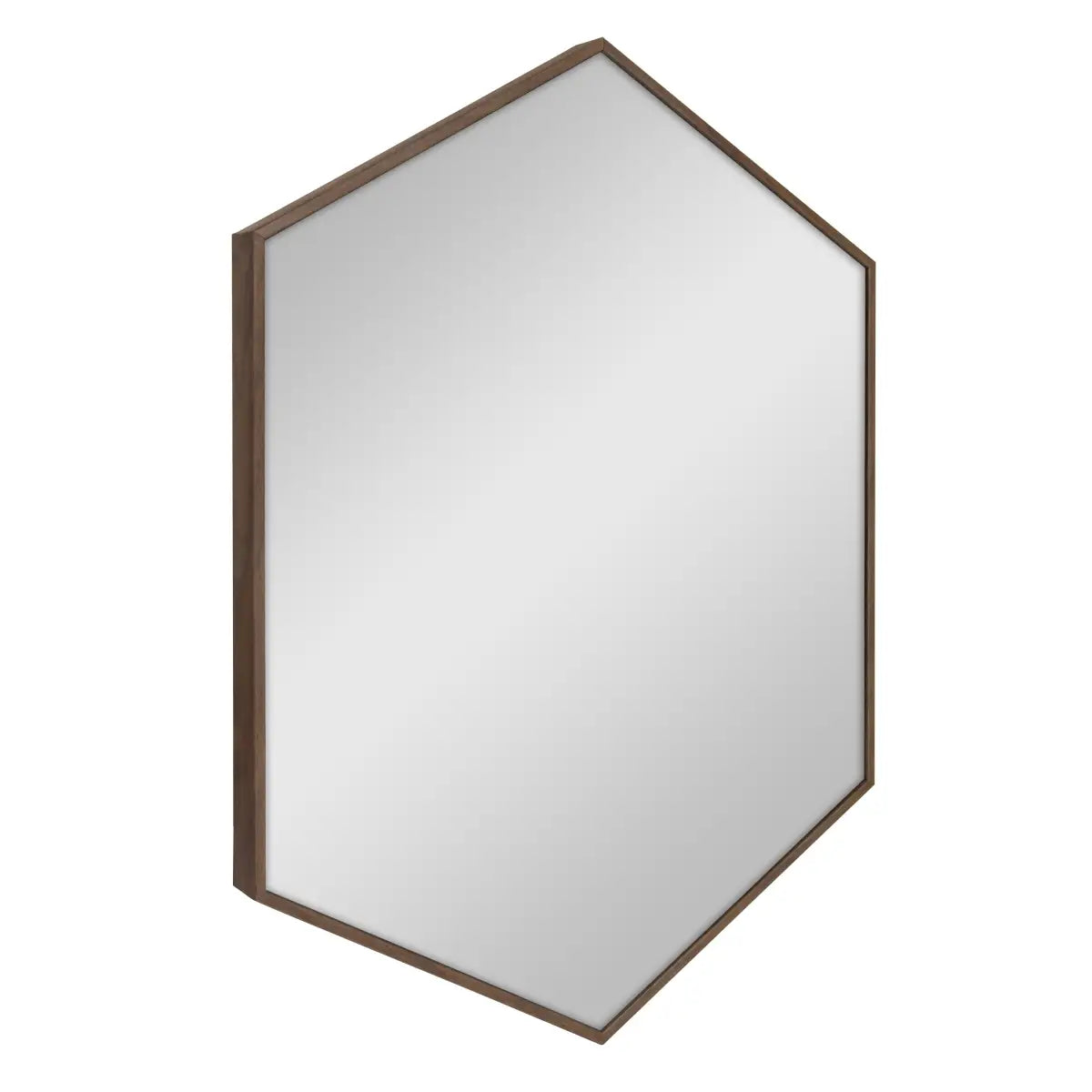 Rhodes Framed Hexagon Wall Mirror - Walnut Brown / 22x31 - kateandlaurel