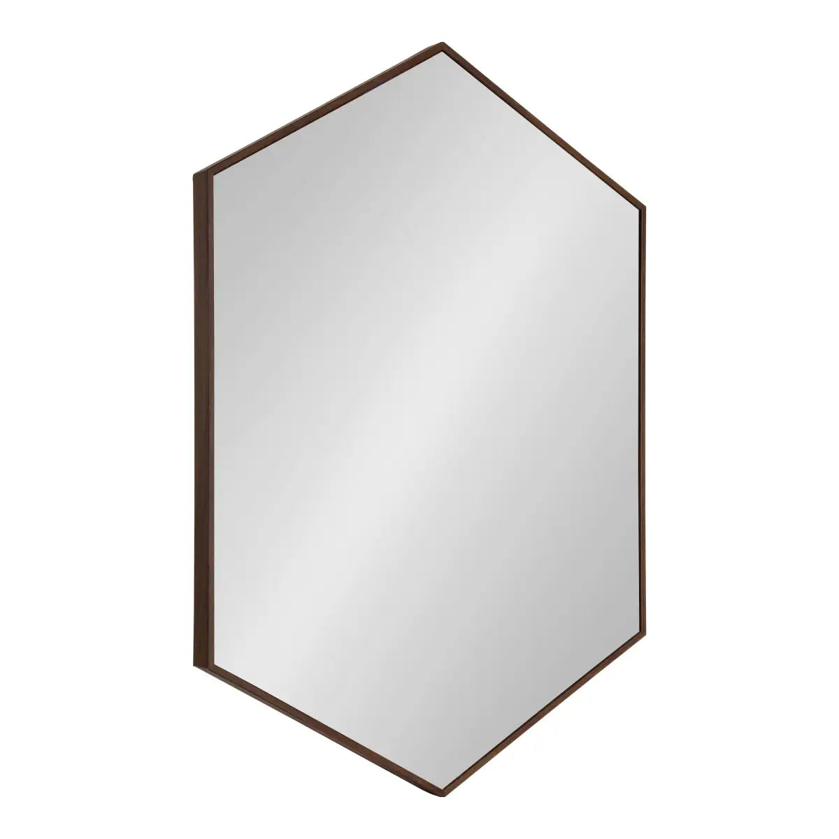 Rhodes Framed Hexagon Wall Mirror - Walnut Brown / 24x36 - kateandlaurel
