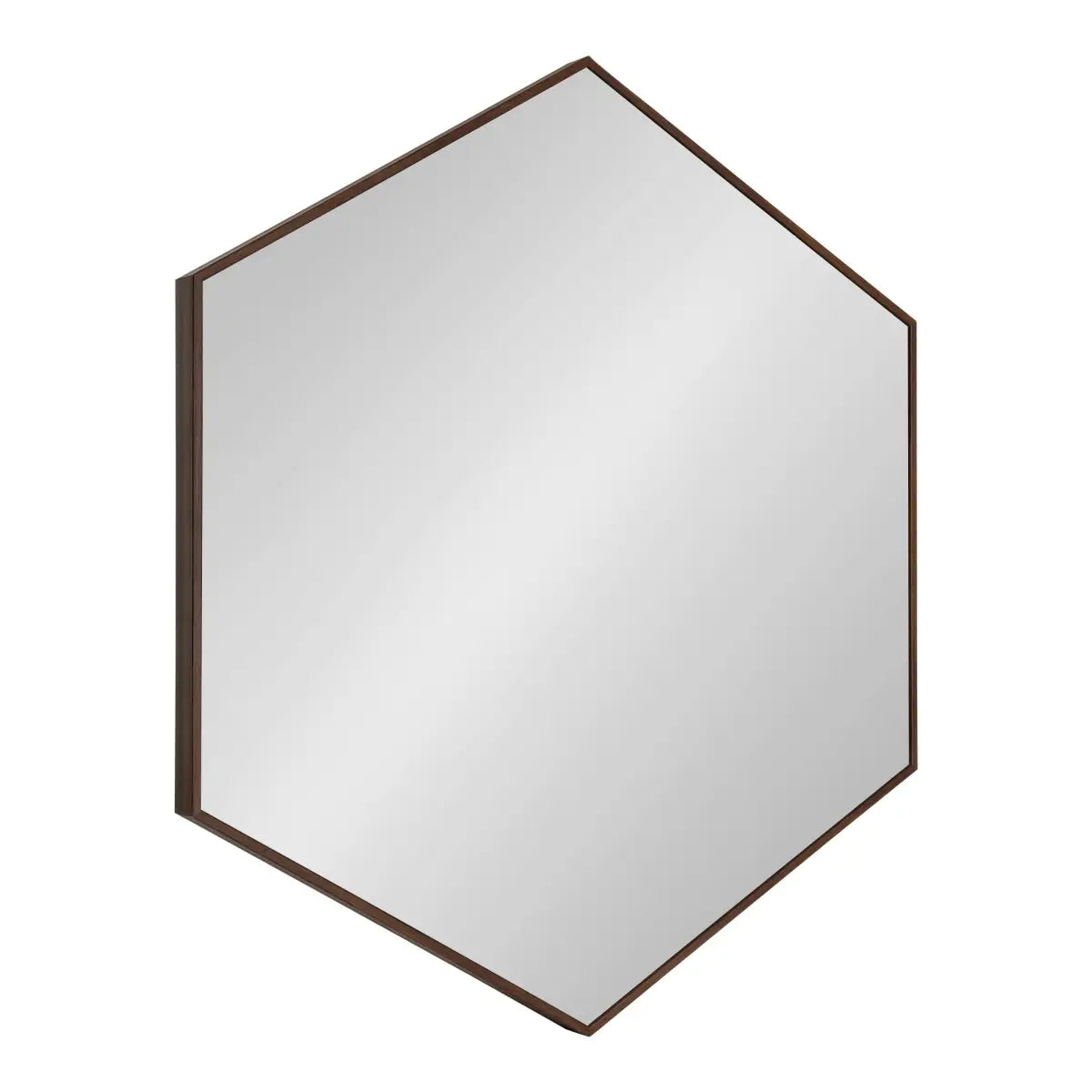 Rhodes Framed Hexagon Wall Mirror - Walnut Brown / 30x30 - kateandlaurel
