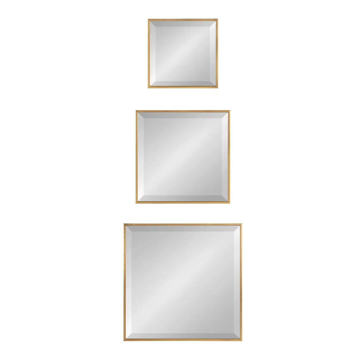Rhodes Modern Square Mirrors - Set of 3 - Gold / 3 Piece - kateandlaurel