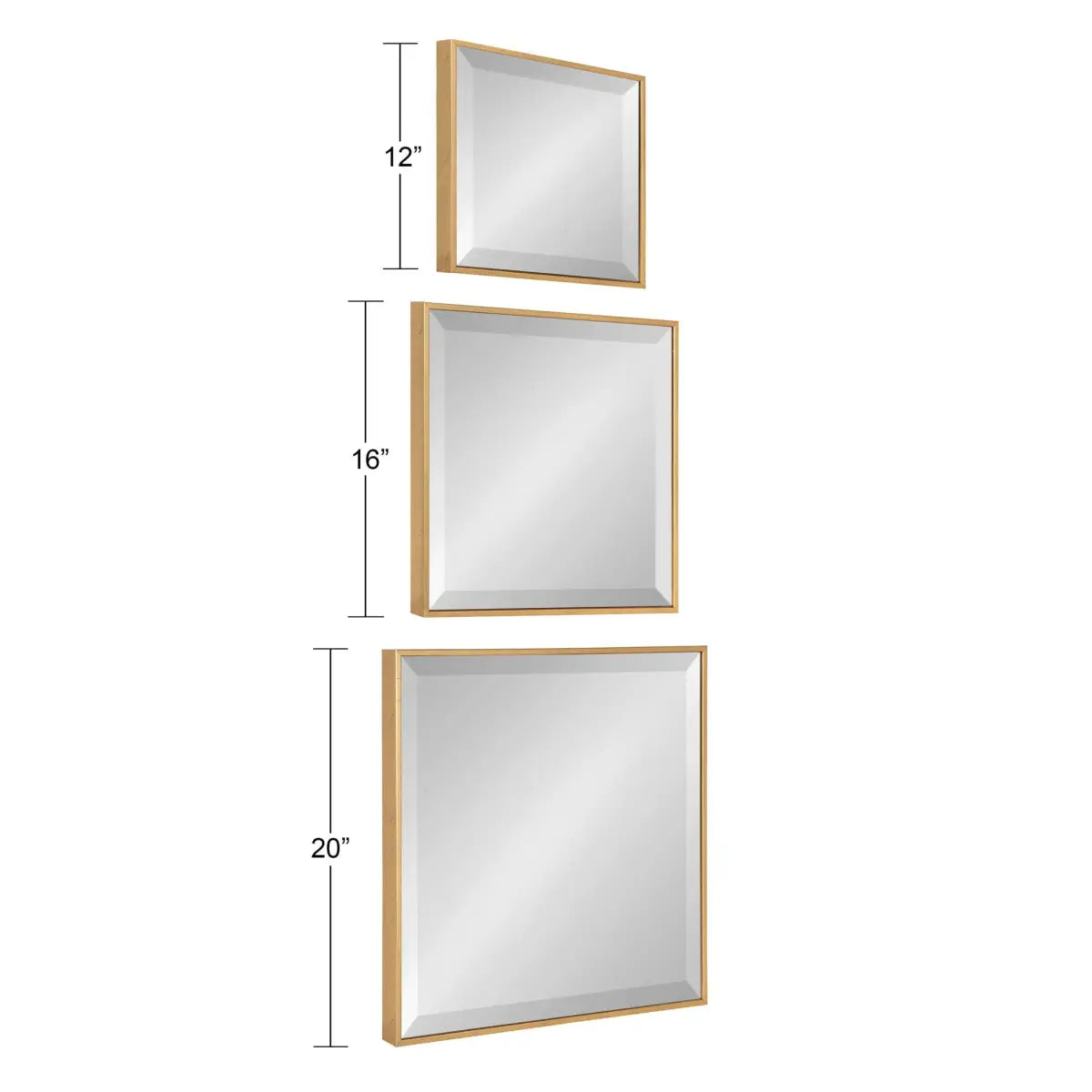 Rhodes Modern Square Mirrors - Set of 3 - Gold / 3 Piece - kateandlaurel
