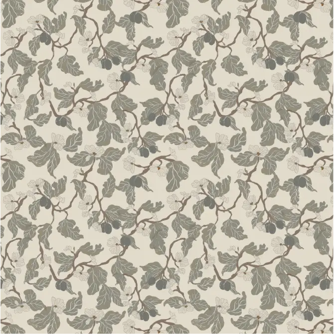 Rhodes Wallpaper - Natural Vines - by The Fibery - Sample 1 foot by 1 foot / Cream and Blue Gray - Loomwell Home Goods