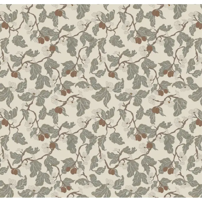 Rhodes Wallpaper - Natural Vines - by The Fibery - Sample 1 foot by 1 foot / Cream and Dark Neutral - Loomwell Home