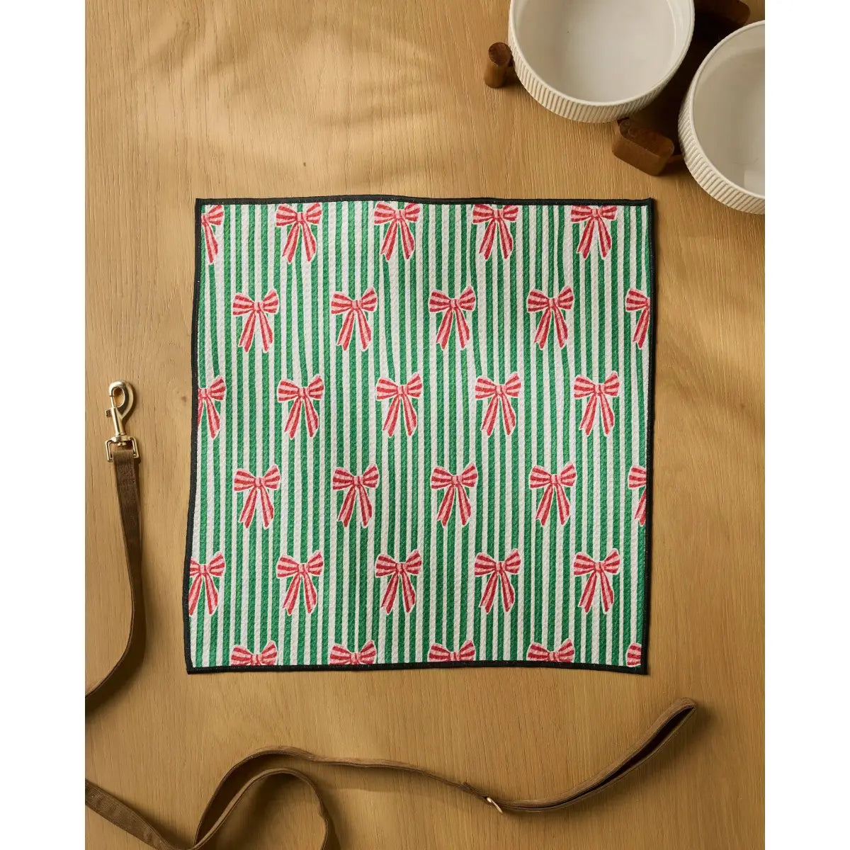 Dog Paw Towel - Ribbon Toss for Christmas - Geometry