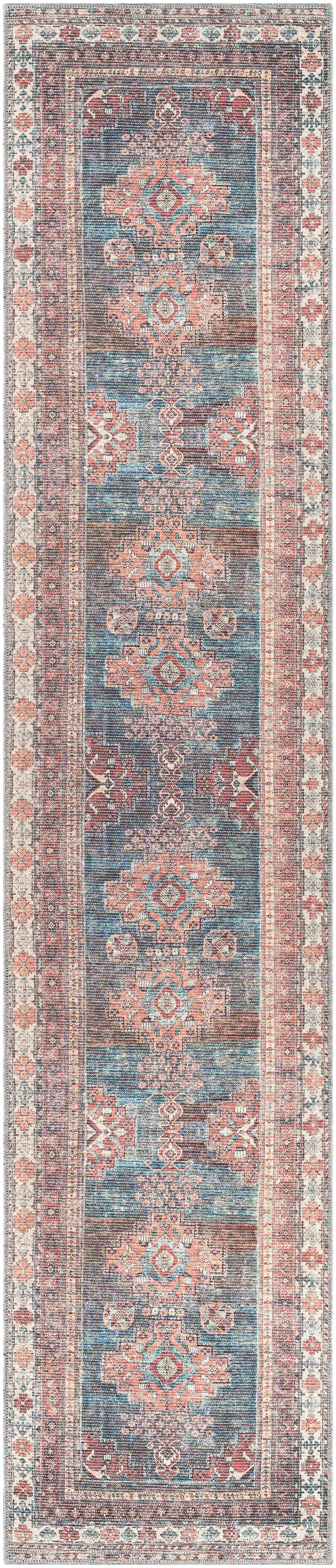 Baltinglass Rust & Blue Washable Rug