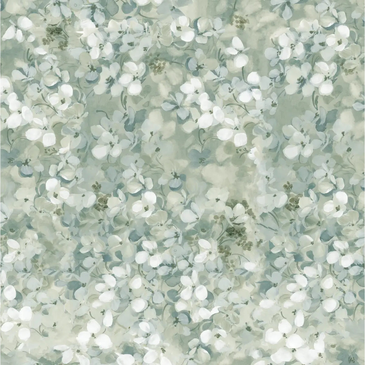 Ridge Wallpaper - Watercolor Blooms - by Taddy Mikelaites - Sample 1 foot by 1 foot / Aqua - Loomwell Home Goods