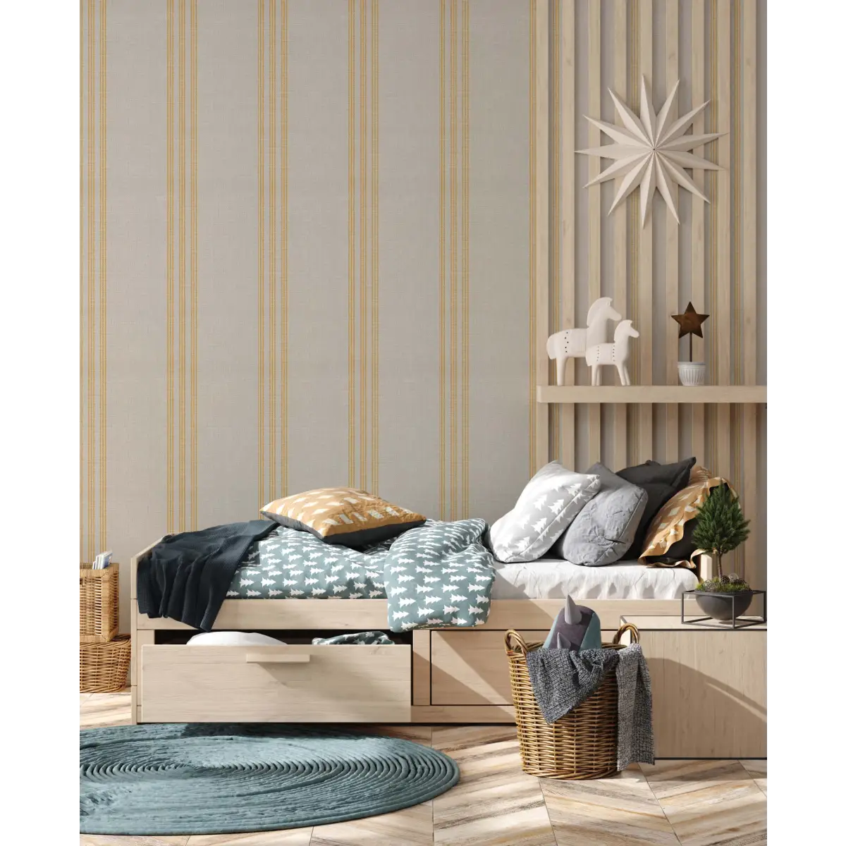 Ridley Wallpaper - Traditional Tripe Stripe - Loomwell Home Goods