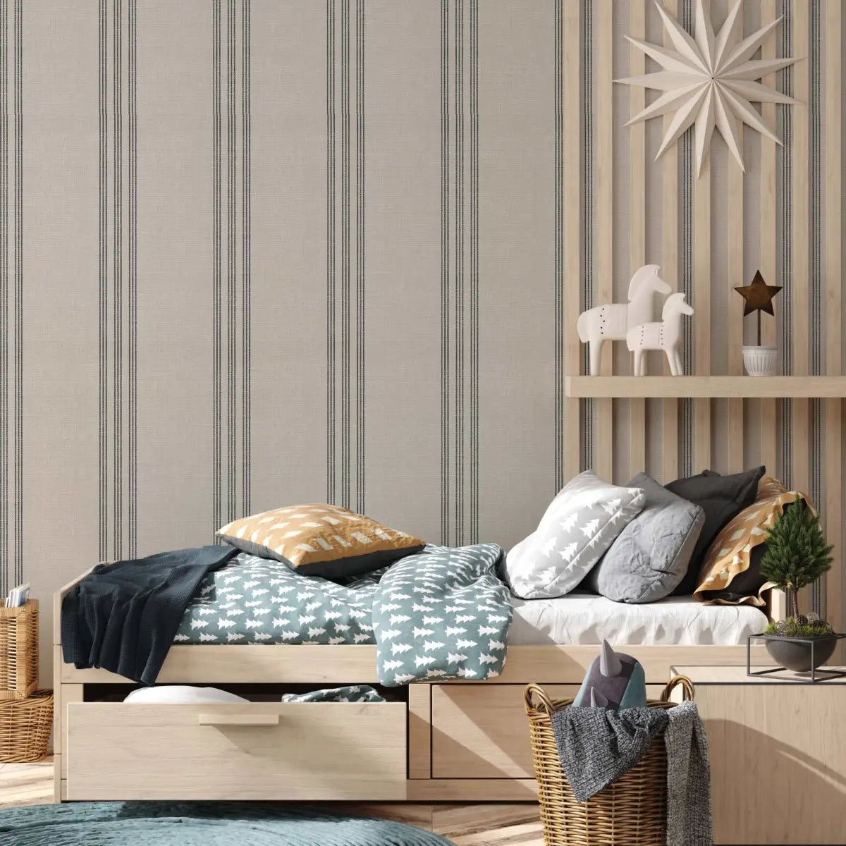 Ridley Wallpaper - Traditional Tripe Stripe - Loomwell Home Goods