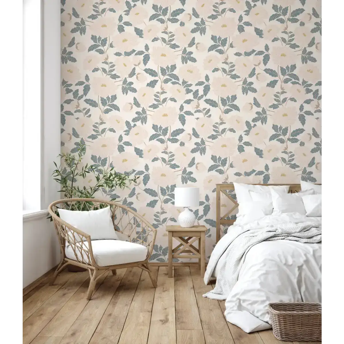 Riley Wallpaper - Elegant Flowers - by Gabriela Dachin - Loomwell Home Goods