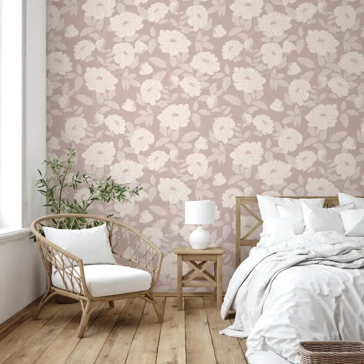 Riley Wallpaper - Elegant Flowers - by Gabriela Dachin - Loomwell Home Goods